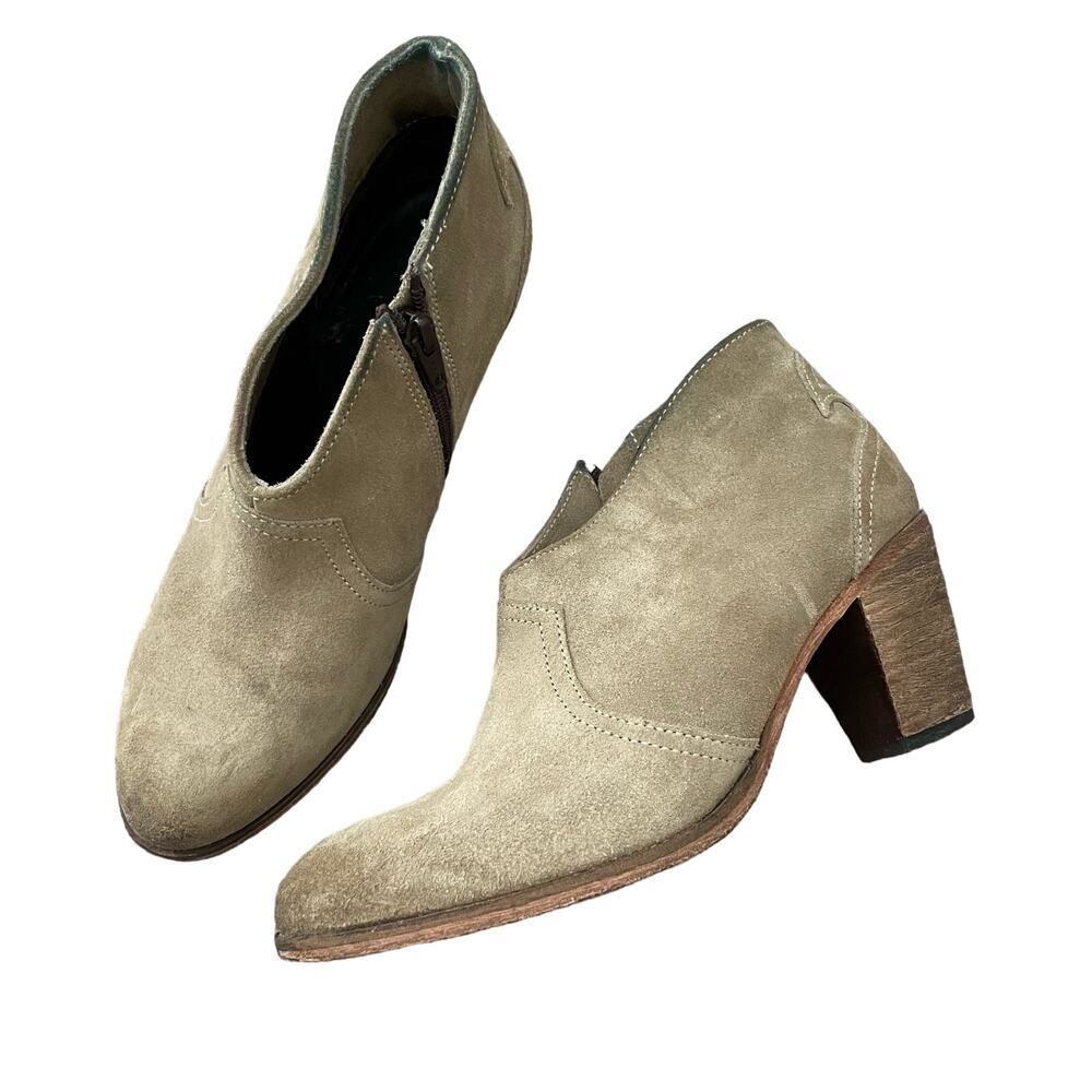 Johnston & Murphy Suede Ankle Boots Block Heel Side Zip Women's Size‎ 7M